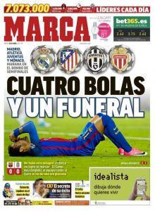 Barcellona eliminato, l’ironia di Marca: «4 palle e un funerale»