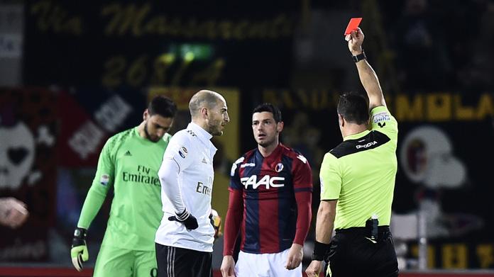paletta espulsione bologna milan away febbraio 2017