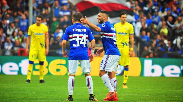 torreira caprari esultanza sampdoria chievo ottobre 2017