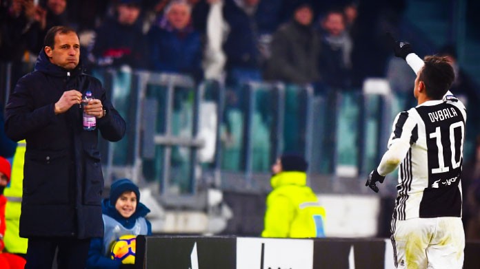 allegri dybala esultanza juventus dicembre 2017