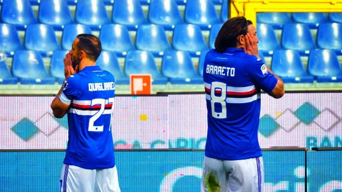 quagliarella barreto sampdoria febbraio 2018