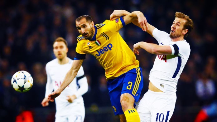 chiellini kane tottenham juventus marzo 2018