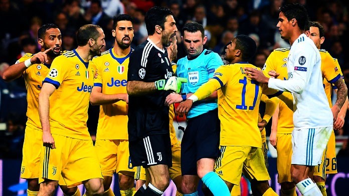 real madrid-juventus proteste arbitro oliver