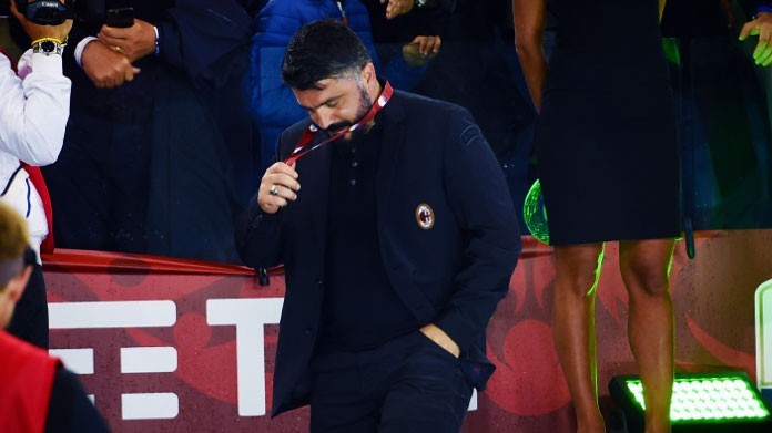 gattuso milan premiazione coppa italia maggio 2018