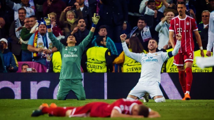 navas sergio ramos esultanza real madrid bayern monaco aprile 2018