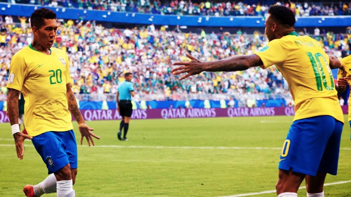 firmino neymar esultanza brasile mondiali giugno 2018