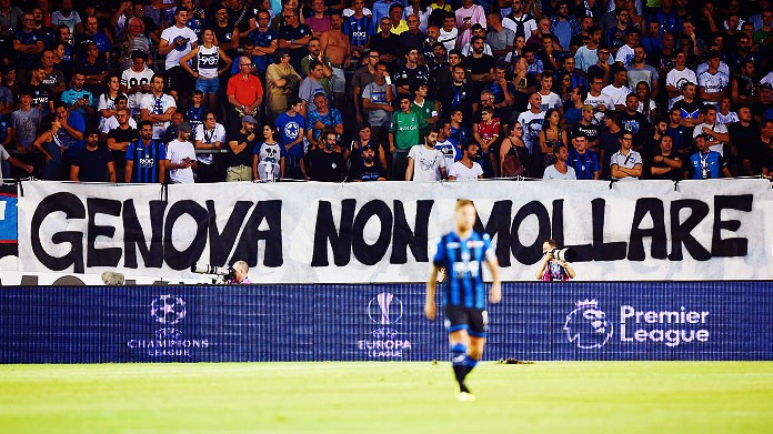 atalanta tifosi striscione genova