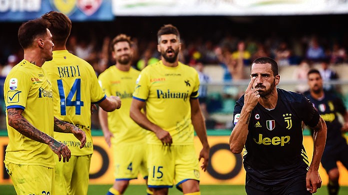 bonucci esultanza bis chievo juventus agosto 2018