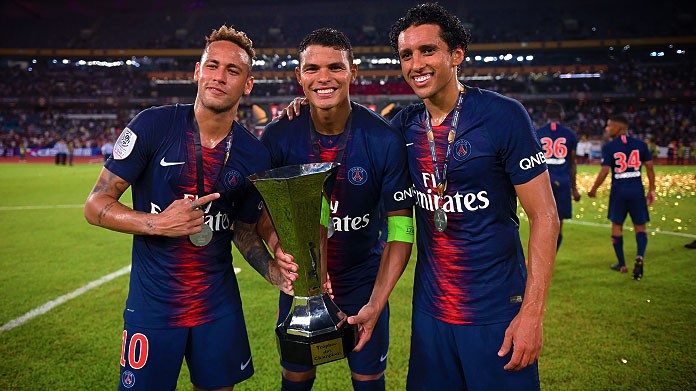 neymar thiago silva marquinhos psg supercoppa francese agosto 2018