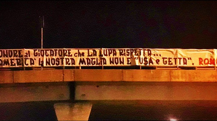striscione pallotta tifosi roma