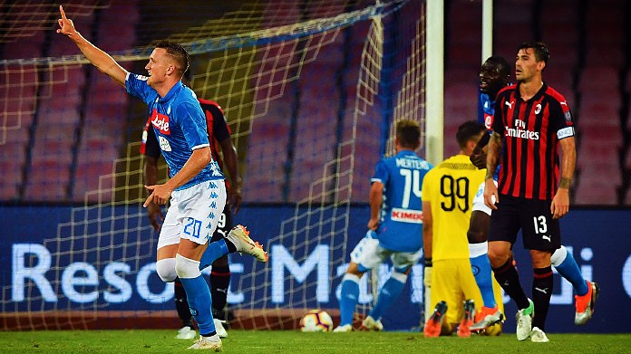 zielinski esultanza napoli milan agosto 2018 1