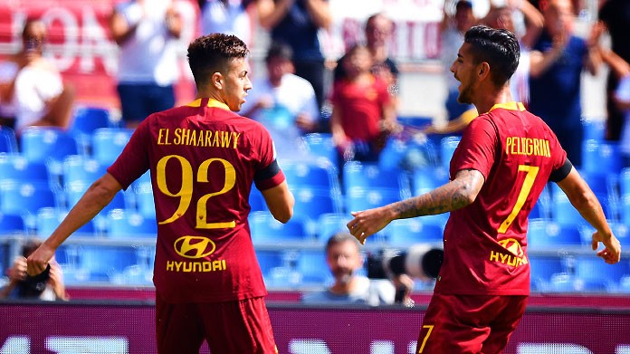 el shaarawy pellegrini esultanza roma settembre 2018