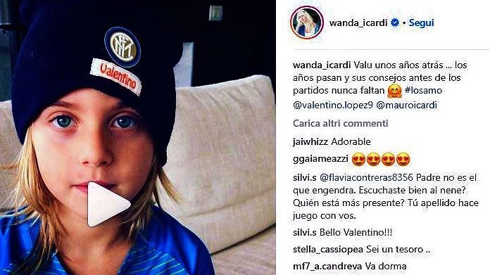 valentino lopez icardi wanda nara inter instagram