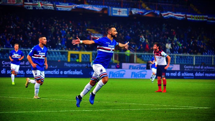 quagliarella esultanza sampdoria bologna dicembre 2018