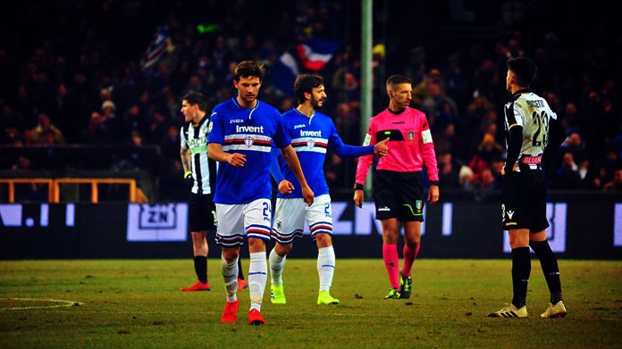 gabbiadini esultanza sampdoria udinese gennaio 2019