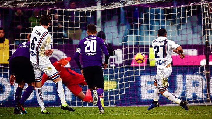 quagliarella gol fiorentina sampdoria gennaio 2019