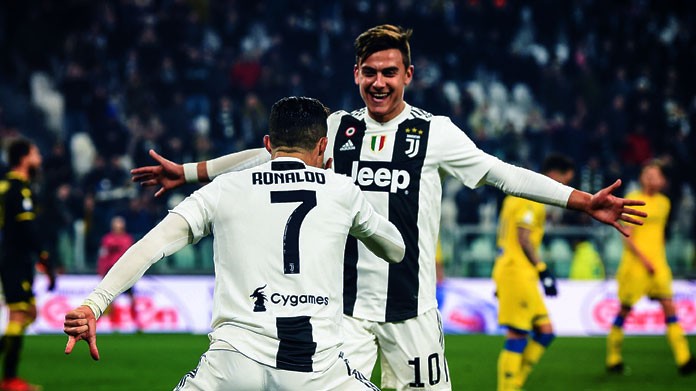 cristiano ronaldo dybala esultanza juventus febbraio 2019
