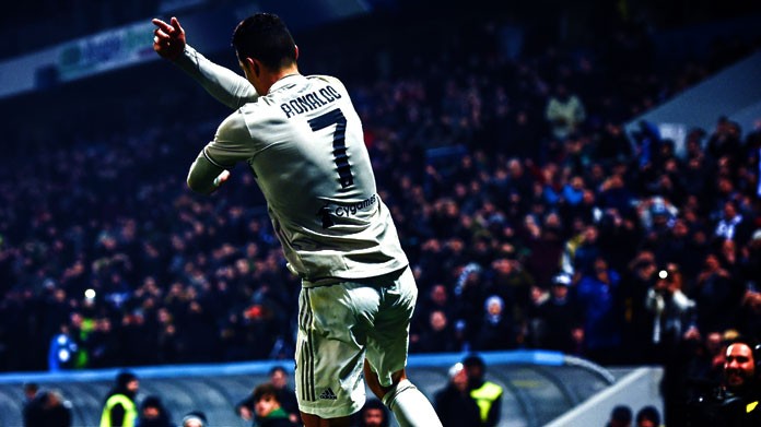 Cristiano ronaldo esultanza bis juventus febbraio