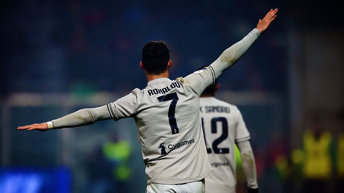 cristiano ronaldo esultanza quater juventus febbraio 2019