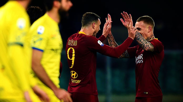 dzeko karsdorp chievo roma esultanza febbraio 2019
