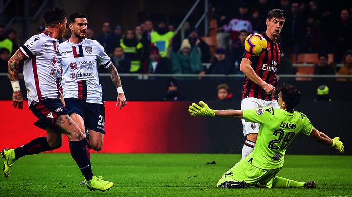 piatek gol milan cagliari febbraio 2019