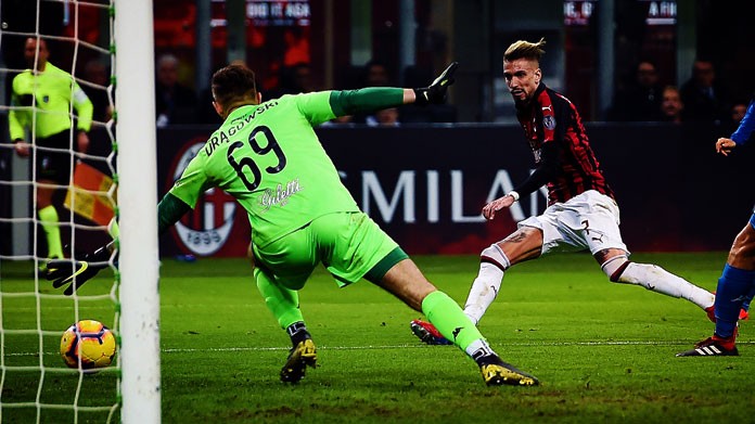 castillejo gol dragowski milan empoli febbraio 2019