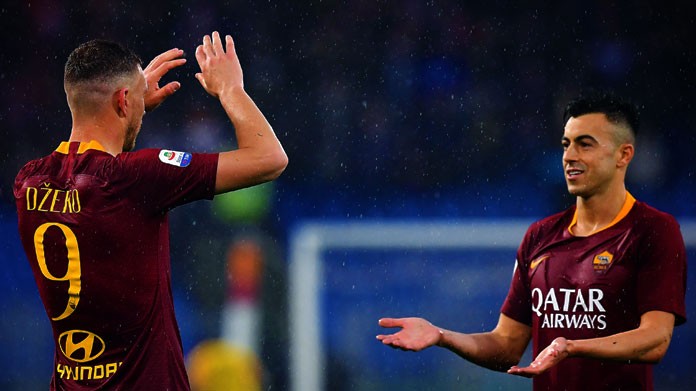 dzeko el shaarawy esultanza roma aprile 2019