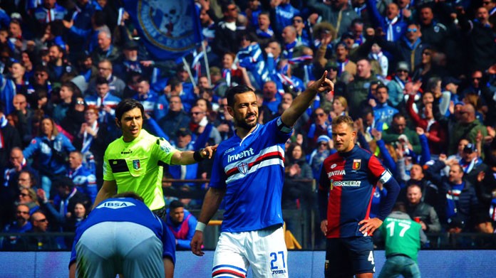 quagliarella esultanza sampdoria milan derby aprile 2019