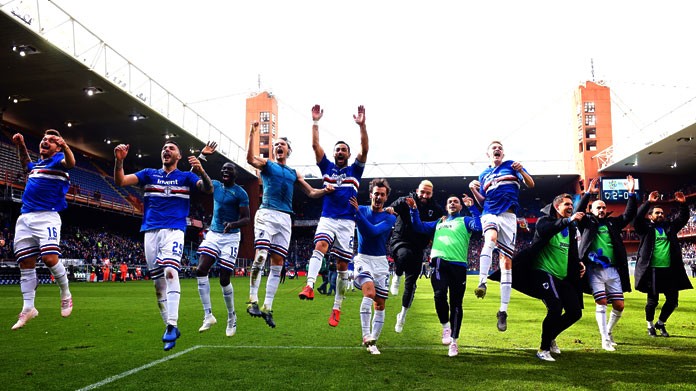 Sampdoria esultanza bis aprile