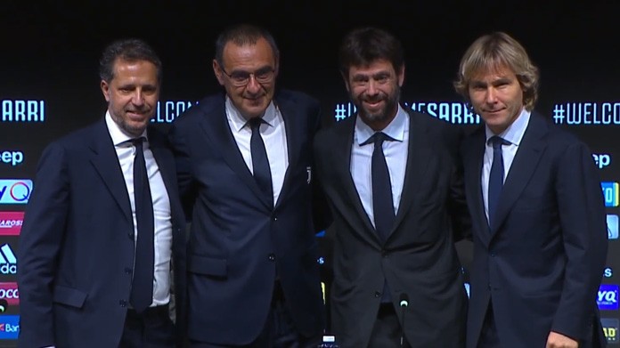 paratici sarri agnelli nedved juve giugno 2019