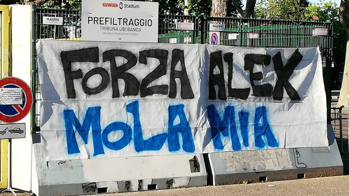 striscione tifosi atalanta Zanardi