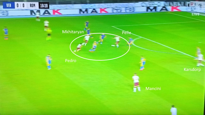 Verona Roma: non basta uno Spinazzola incontenibile a sinistra - ANALISI TATTICA 47 hellas verona roma attaccanti roma vicini