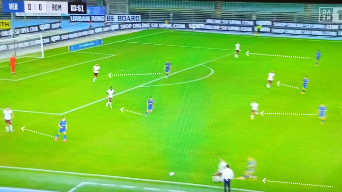 Verona Roma: non basta uno Spinazzola incontenibile a sinistra - ANALISI TATTICA 45 verona roma presisng verona9