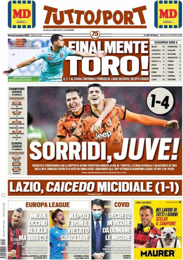 Le Prime Pagine dei Quotidiani Sportivi italiani di oggi 34 tuttosport