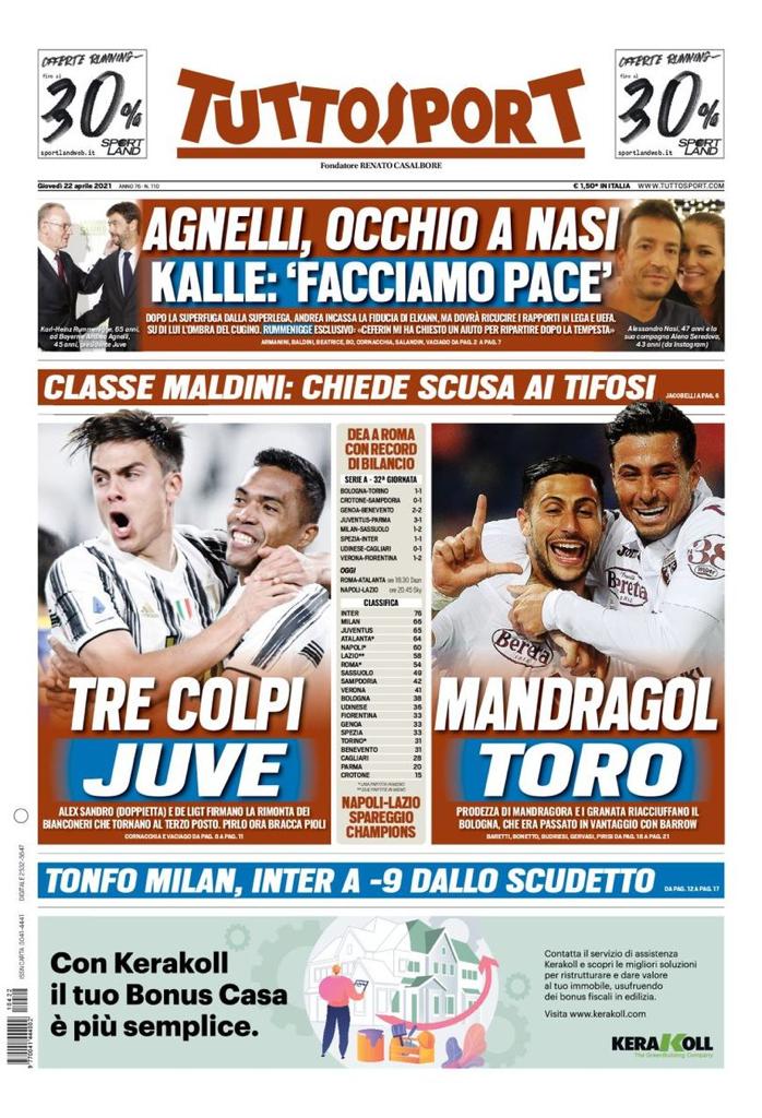 Le Prime Pagine dei Quotidiani Sportivi di oggi 40 WhatsApp Image 2021 04 22 at 07.38.16 1