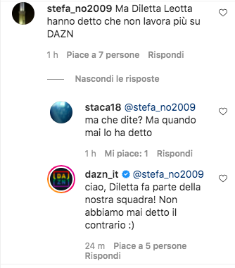 Diletta Leotta via da DAZN? Arriva la smentita ufficiale: «Sto contando i giorni...» 34 Schermata 2021 06 19 alle 14.01.32