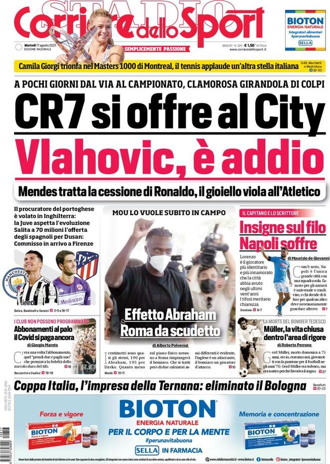 Le prime pagine dei quotidiani sportivi di oggi - 17 agosto 32 Corriere dello Sport 5
