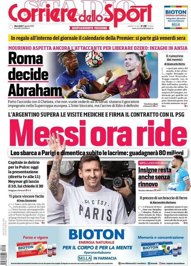 Le prime pagine dei quotidiani sportivi di oggi - 11 agosto 32 Corriere dello sport 3