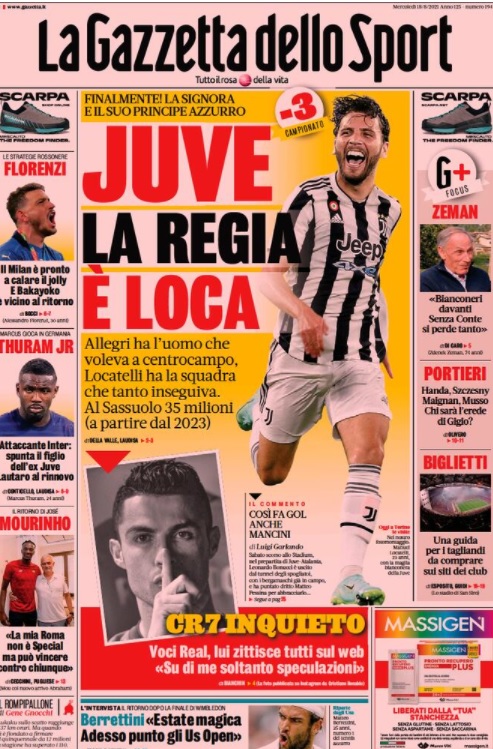 Le prime pagine dei quotidiani sportivi di oggi - 18 agosto 35 Gazzetta dello Sport 2