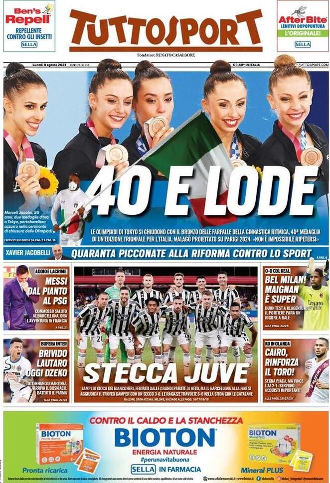 Le prime pagine dei quotidiani sportivi di oggi - 9 agosto 33 Tuttosport 1