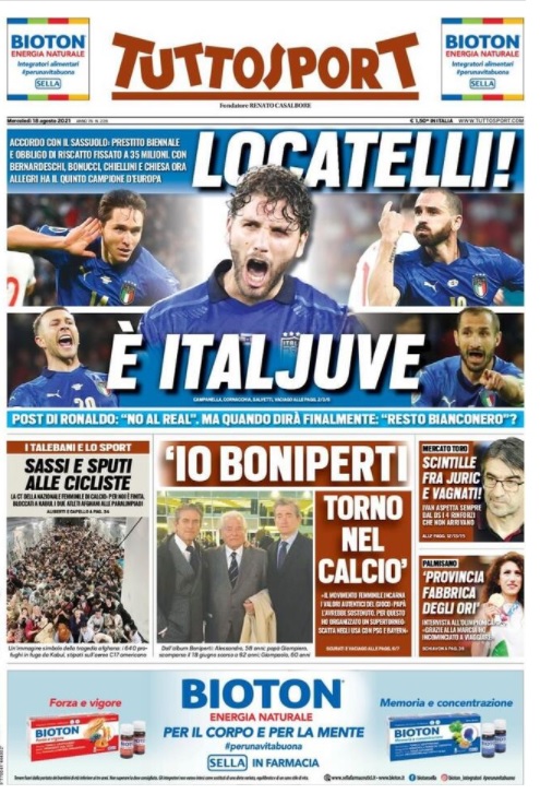Le prime pagine dei quotidiani sportivi di oggi - 18 agosto 33 Tuttosport 2