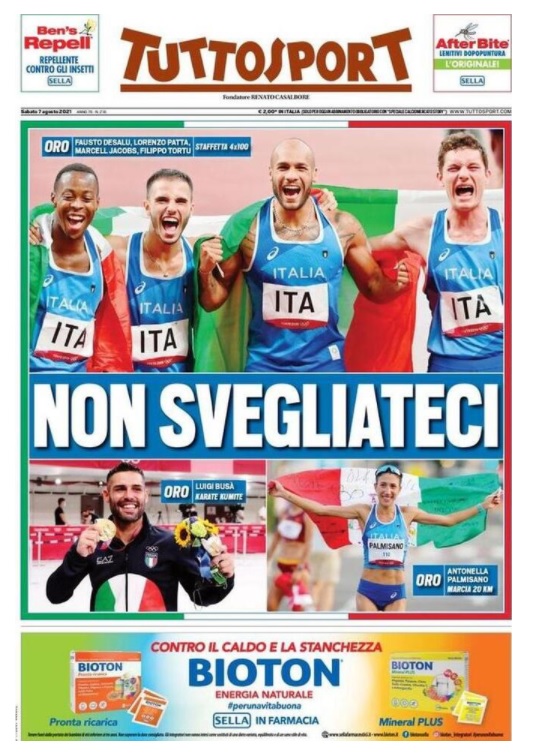 Le prime pagine dei quotidiani sportivi di oggi - 7 agosto 33 tuttosport
