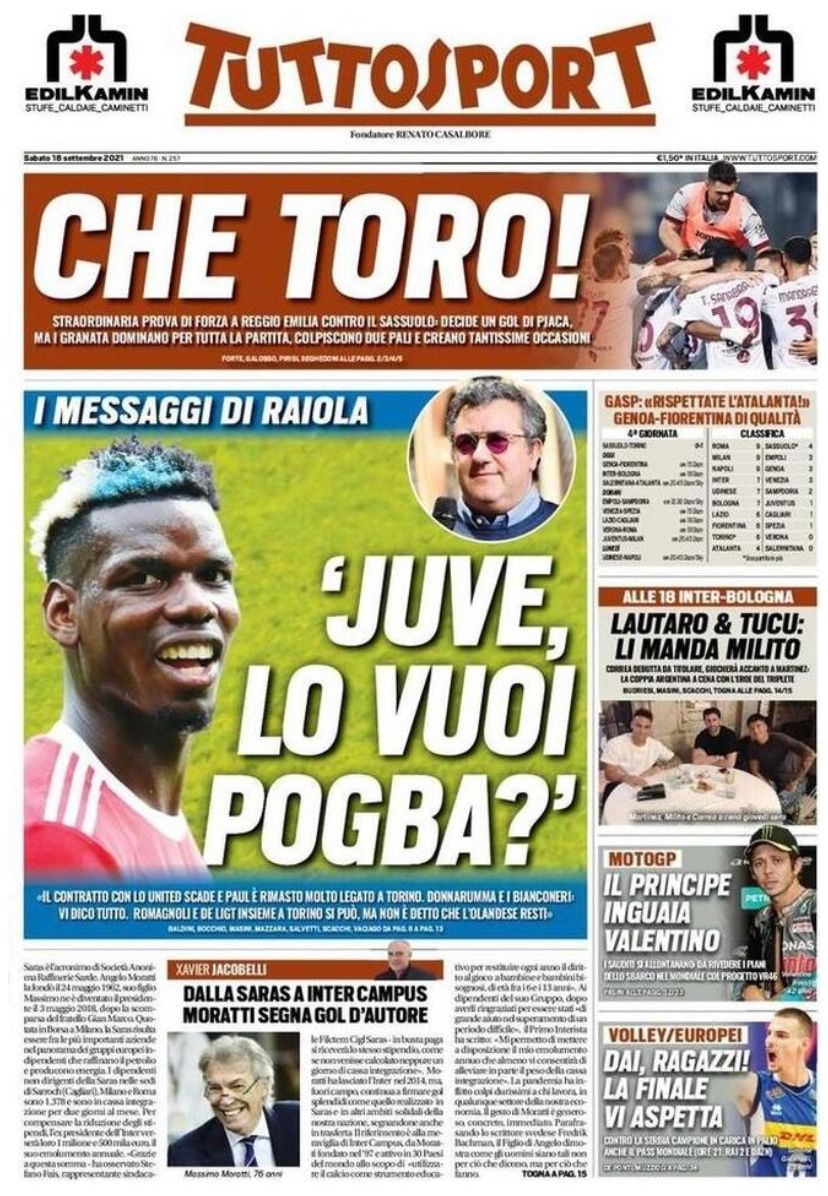 Le prime pagine dei quotidiani sportivi di oggi - 18 settembre 38 WhatsApp Image 2021 09 18 at 07.29.23