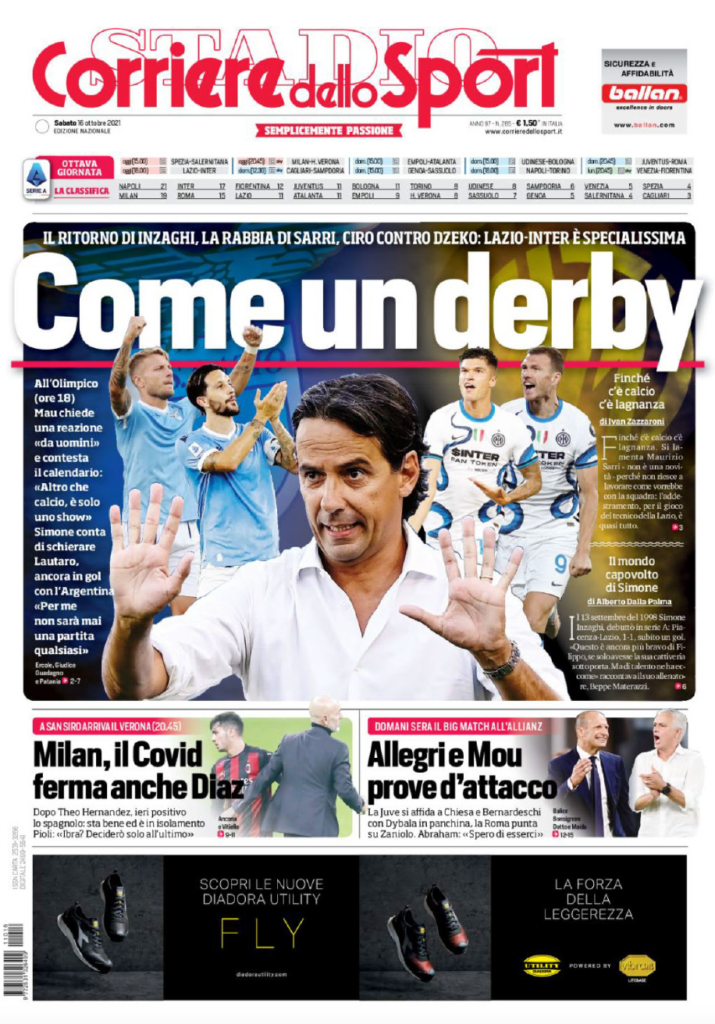Le prime pagine dei quotidiani sportivi di oggi - 16 ottobre 39 Schermata 2021 10 16 alle 07.55.32