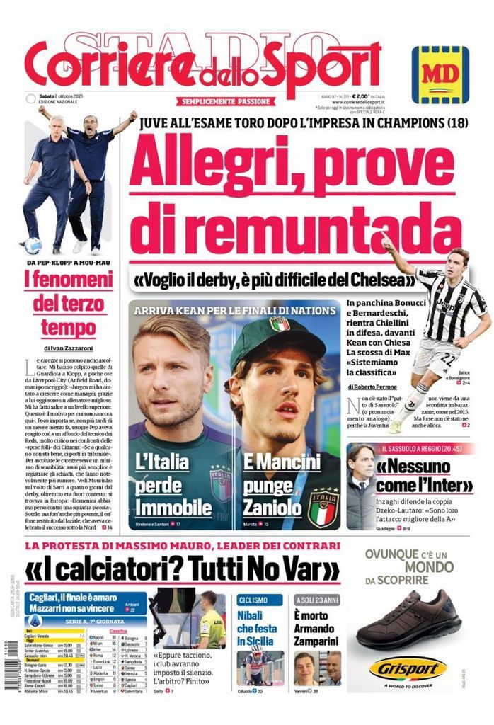 Le prime pagine dei quotidiani sportivi di oggi - 2 ottobre 34 WhatsApp Image 2021 10 02 at 07.14.02
