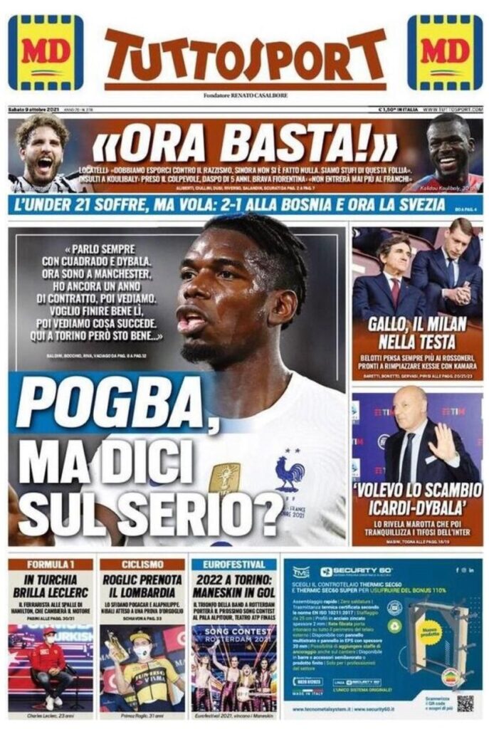 Le prime pagine dei quotidiani sportivi di oggi - 9 ottobre 39 WhatsApp Image 2021 10 09 at 07.26.22
