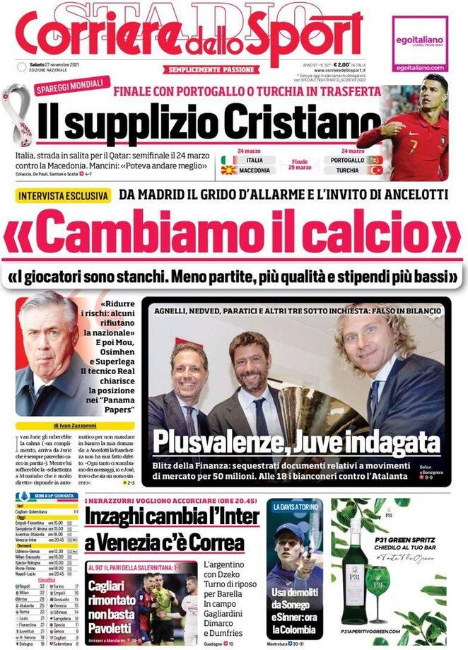 Le prime pagine dei quotidiani sportivi di oggi - 27 novembre 39 Corriere dello Sport 2