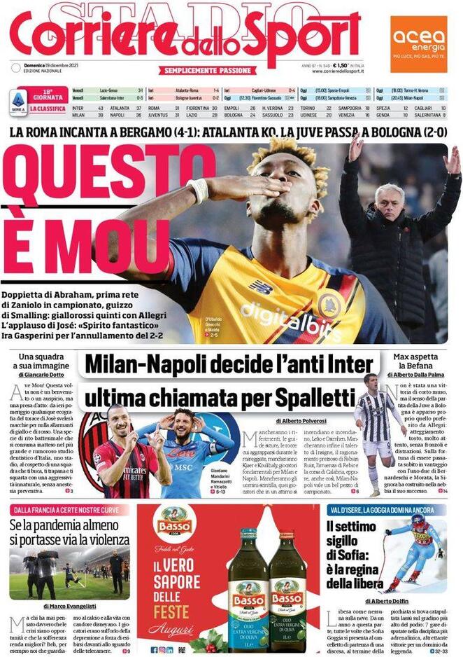 Corriere dello Sport 7 - Le prime pagine dei quotidiani sportivi di oggi – 19 dicembre