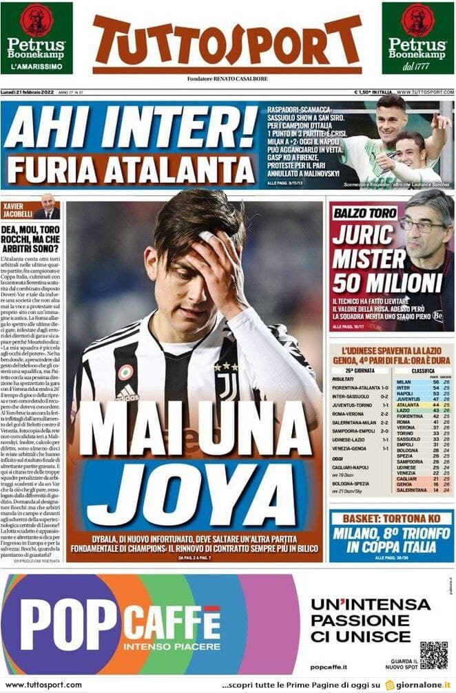 Le prime pagine dei quotidiani sportivi di oggi - 21 febbraio 38 photo 2022 02 21 07 56 19