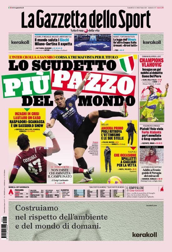 Le prime pagine dei quotidiani sportivi di oggi - 21 febbraio 40 photo 2022 02 21 07 57 09